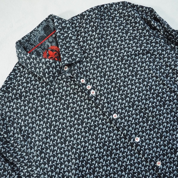 Au Noir Other - Au Noir Sz 3 (M) Men's Casual Black Patterned Button-Down Shirt 100% Cotton